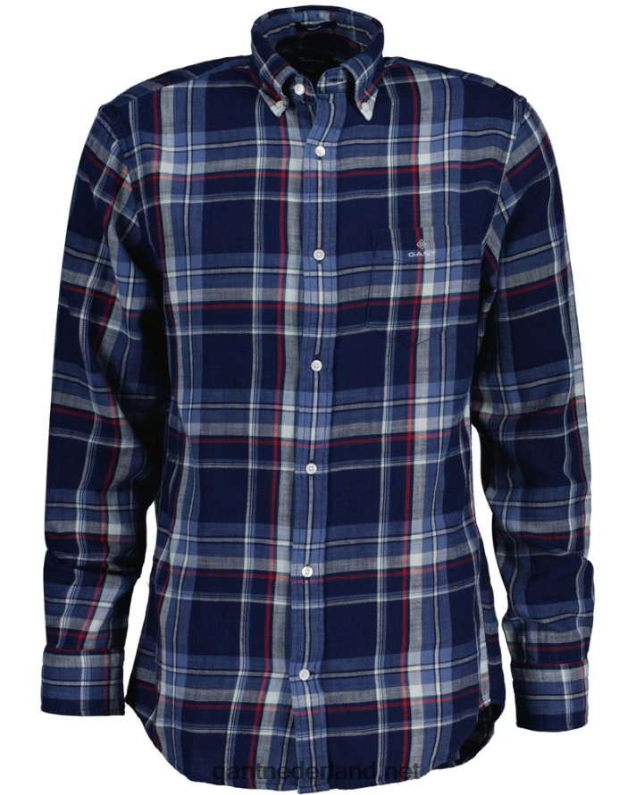 GANT Heren donker indigo regular-fit indigo geruit hemd R4846020