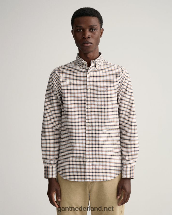 GANT Heren geroosterde walnoot Oxford-overhemd met normale pasvorm R4846024