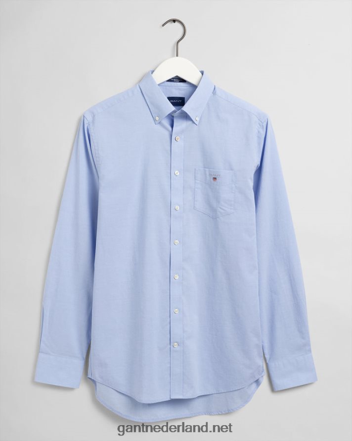GANT Heren hampton blauw overhemd van popeline met normale pasvorm R4846086