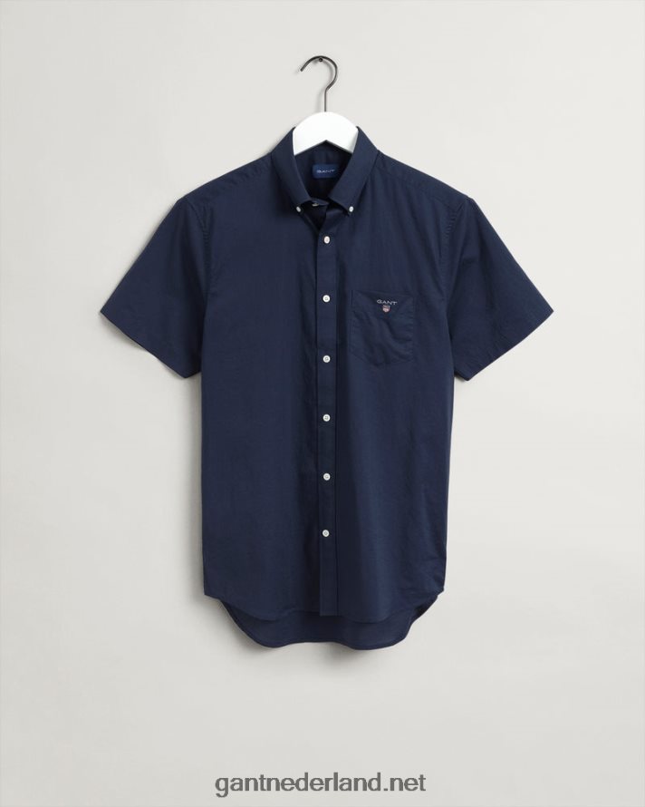 GANT Heren marinier Regular fit overhemd van popeline met korte mouwen R4846092