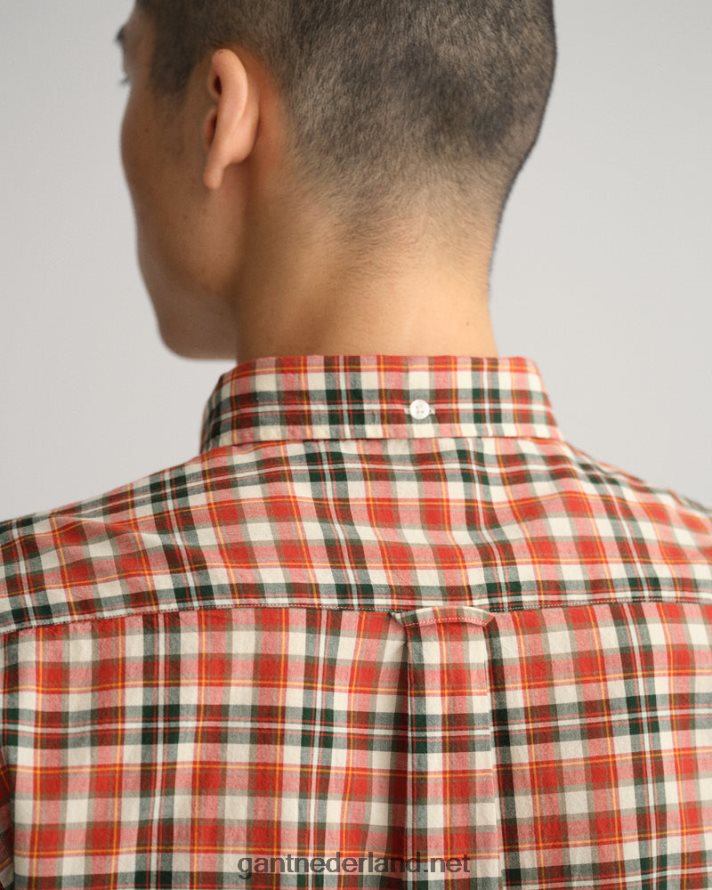 GANT Heren rode specerij Regular fit overhemd van popeline met Schotse ruit R484607