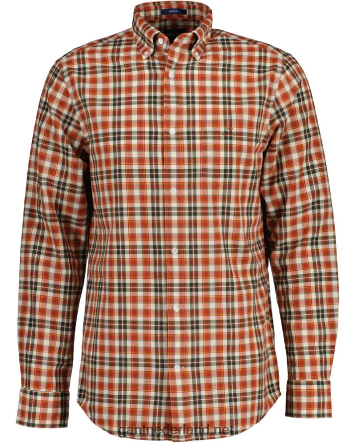 GANT Heren rode specerij Regular fit overhemd van popeline met Schotse ruit R484607