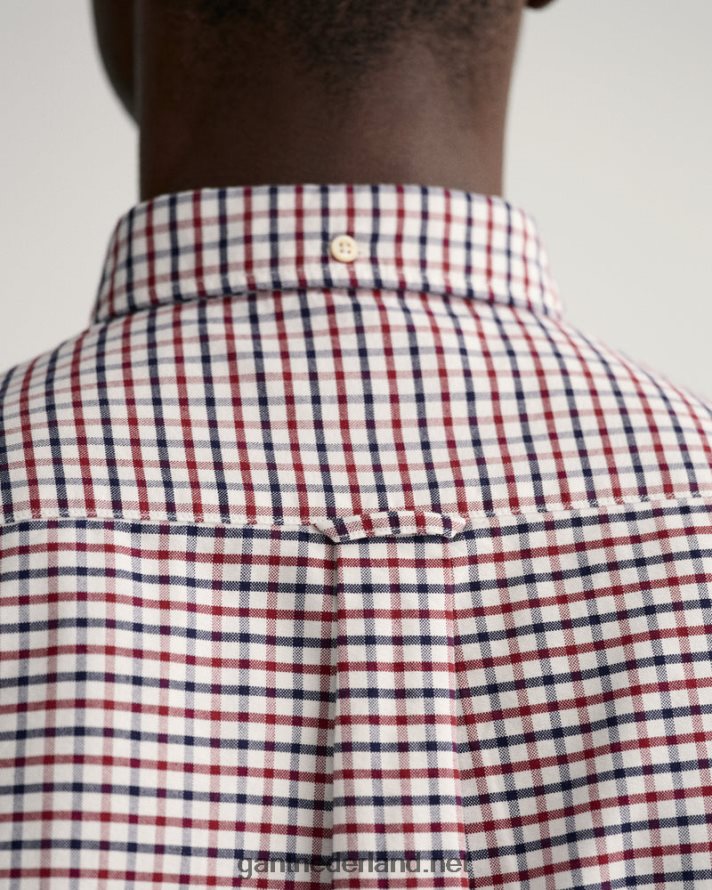 GANT Heren rood geplooid Oxford-overhemd met normale pasvorm R4846049