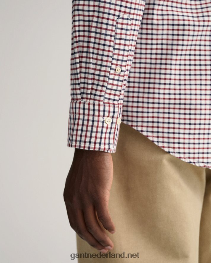GANT Heren rood geplooid Oxford-overhemd met normale pasvorm R4846049