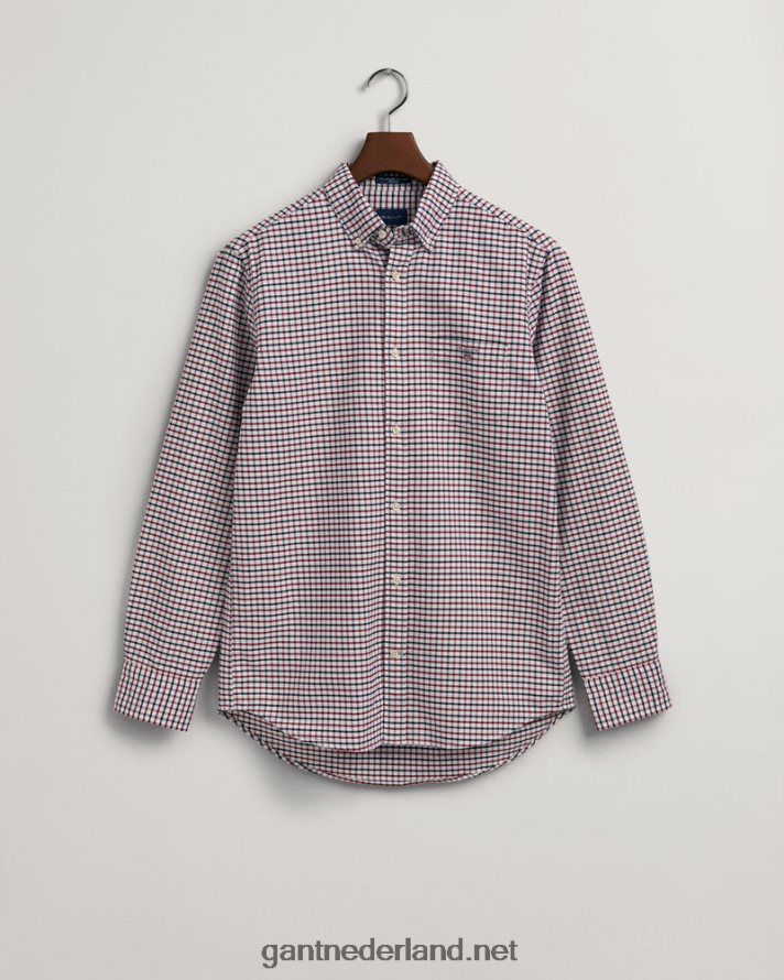 GANT Heren rood geplooid Oxford-overhemd met normale pasvorm R4846049
