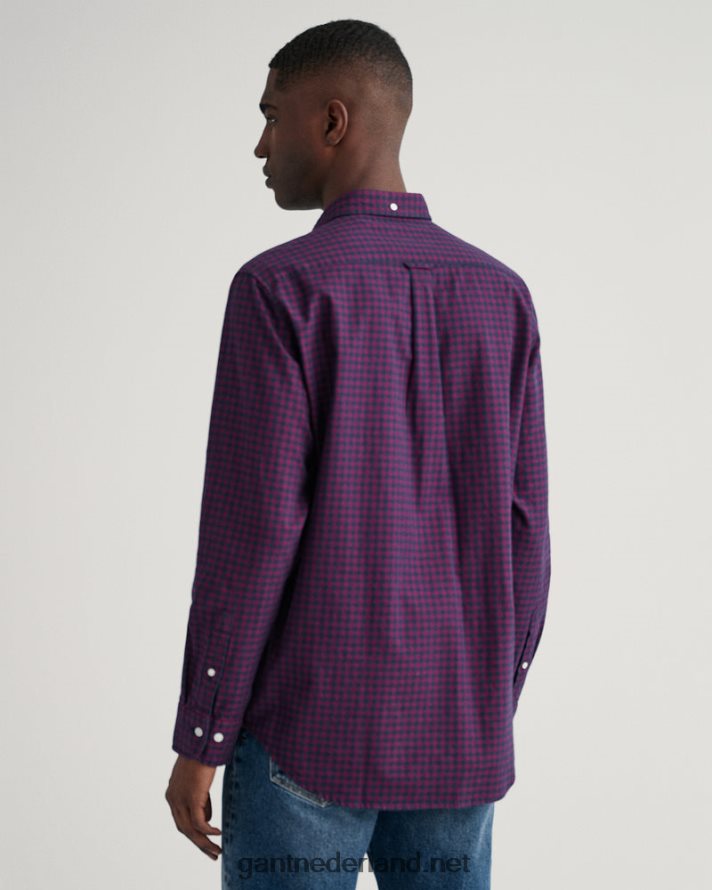 GANT Heren rood geplooid jaspe geruit overhemd met normale pasvorm R484603