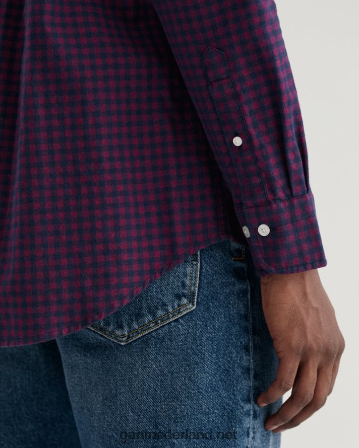 GANT Heren rood geplooid jaspe geruit overhemd met normale pasvorm R484603