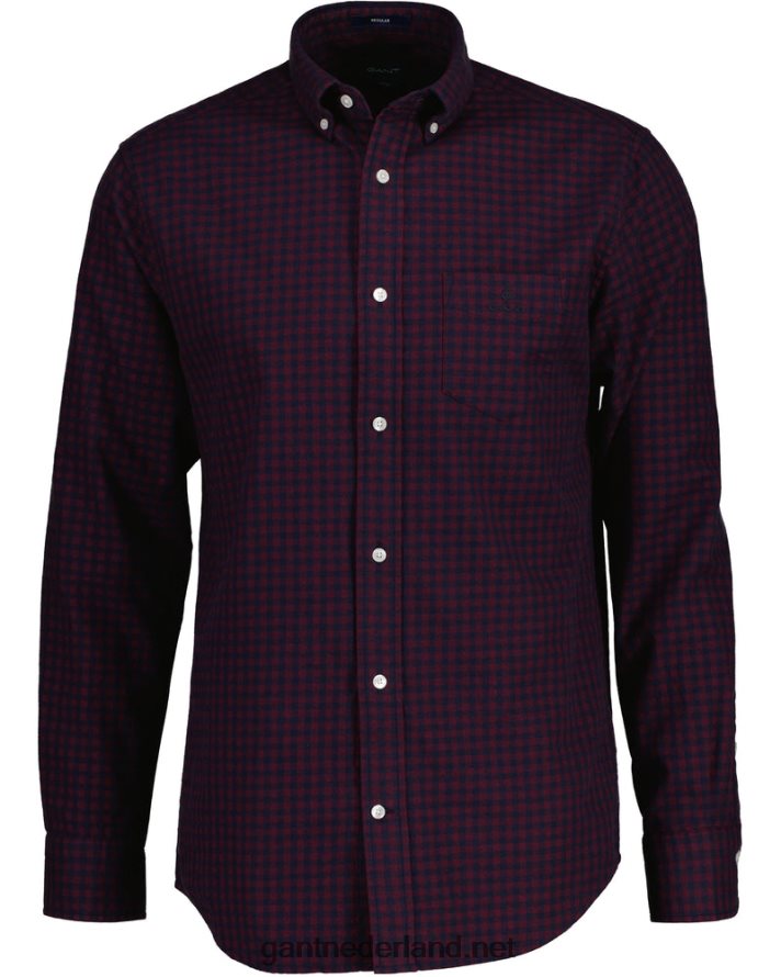 GANT Heren rood geplooid jaspe geruit overhemd met normale pasvorm R484603