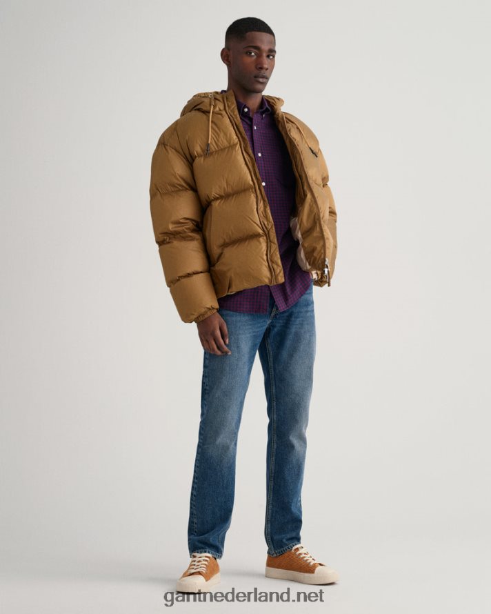 GANT Heren rood geplooid jaspe geruit overhemd met normale pasvorm R484603