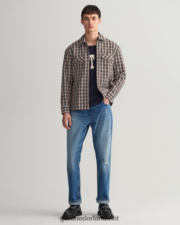 GANT Heren room relaxed fit zwaar twill overhemd met rits R4846022