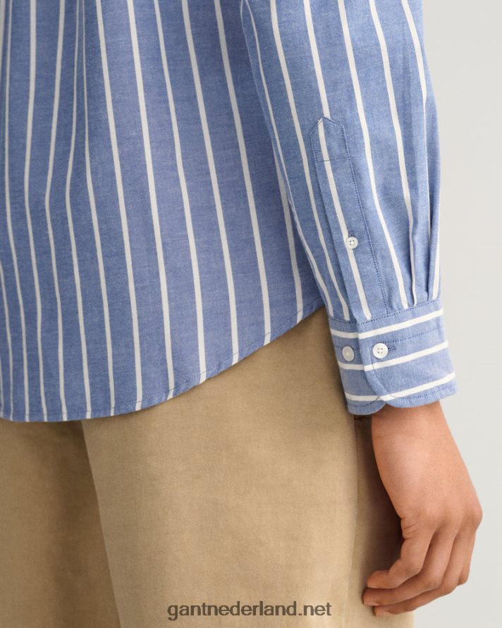 GANT Heren universiteitsblauw Oxford-overhemd met normale pasvorm en wijde strepen R4846031