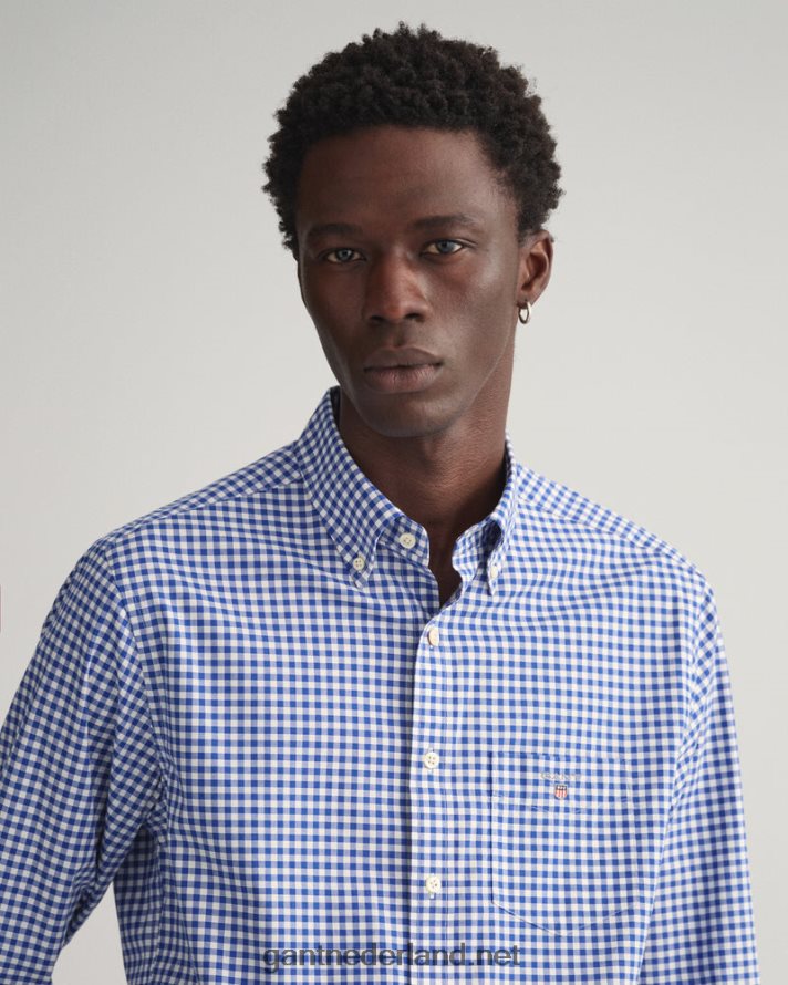 GANT Heren universiteitsblauw overhemd van popeline met normale pasvorm R4846068