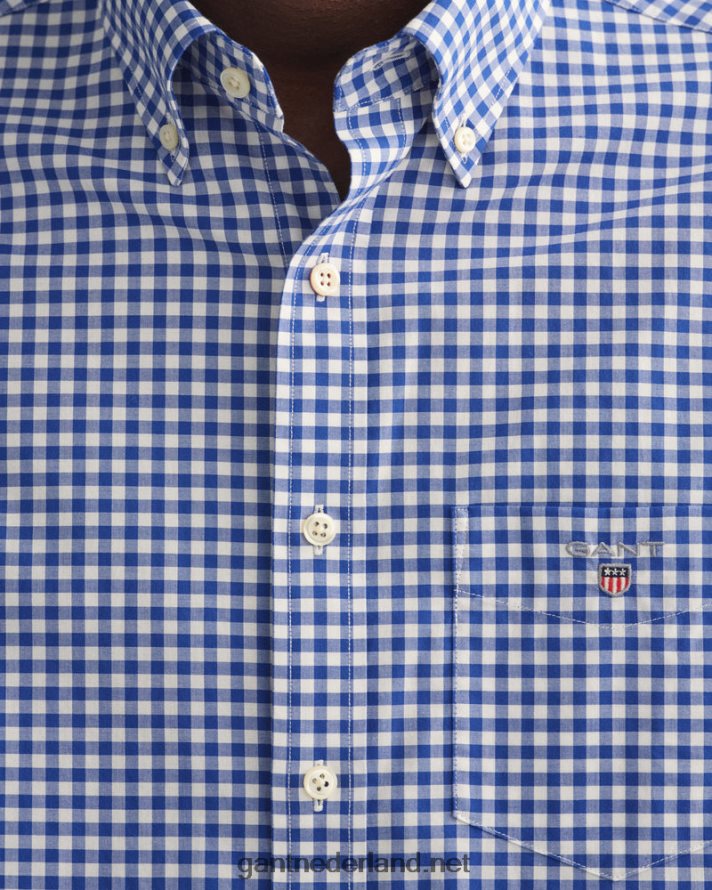 GANT Heren universiteitsblauw overhemd van popeline met normale pasvorm R4846068