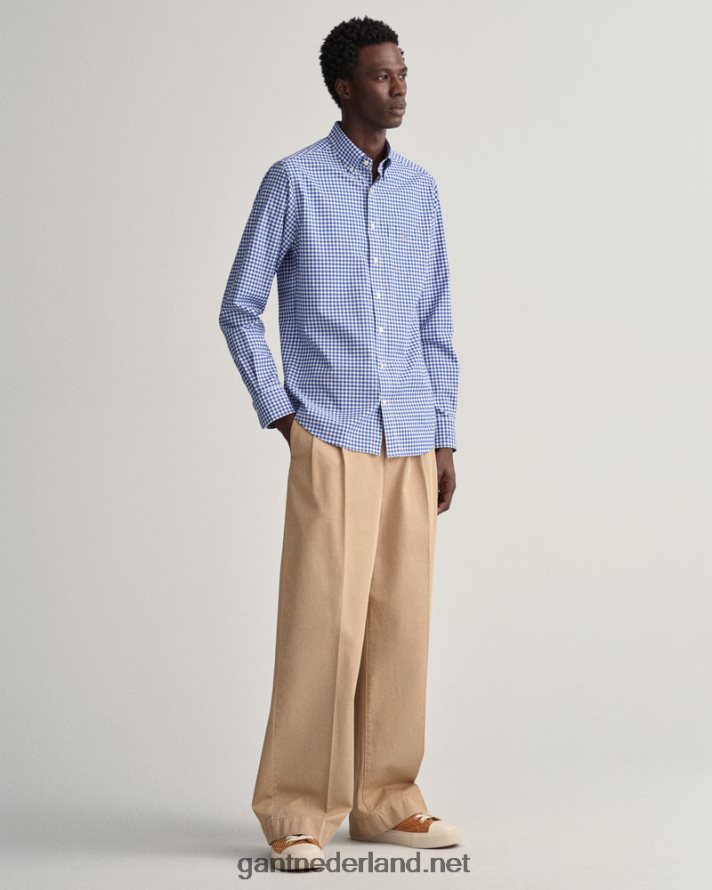 GANT Heren universiteitsblauw overhemd van popeline met normale pasvorm R4846068