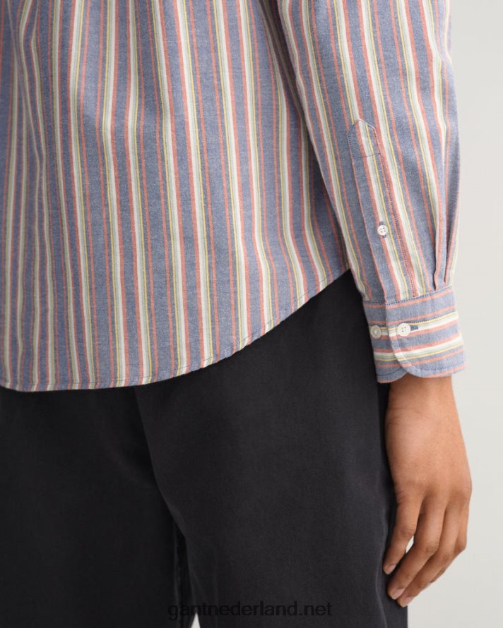 GANT Heren universiteitsblauw regular fit oxford overhemd met meerdere strepen R4846021