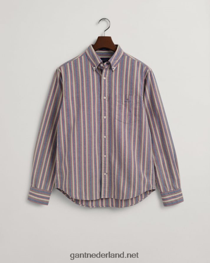GANT Heren universiteitsblauw regular fit oxford overhemd met meerdere strepen R4846021