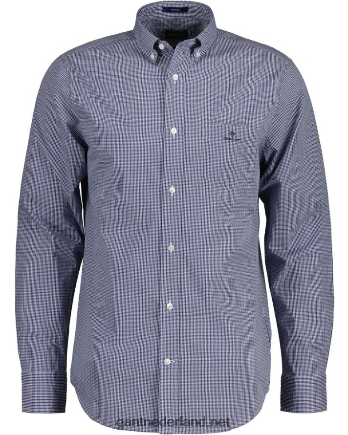 GANT Heren universiteitsblauw regular fit popeline overhemd met microruitjes R4846030