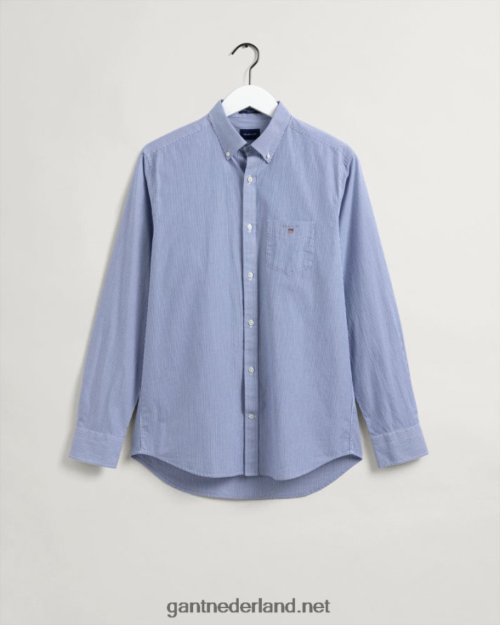 GANT Heren universiteitsblauw slim fit banker popeline overhemd R4846082