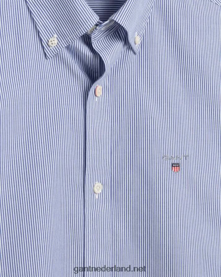 GANT Heren universiteitsblauw slim fit banker popeline overhemd R4846082