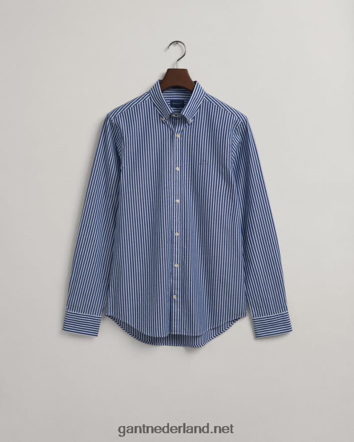 GANT Heren universiteitsblauw slim fit overhemd van gestreept popeline R4846071