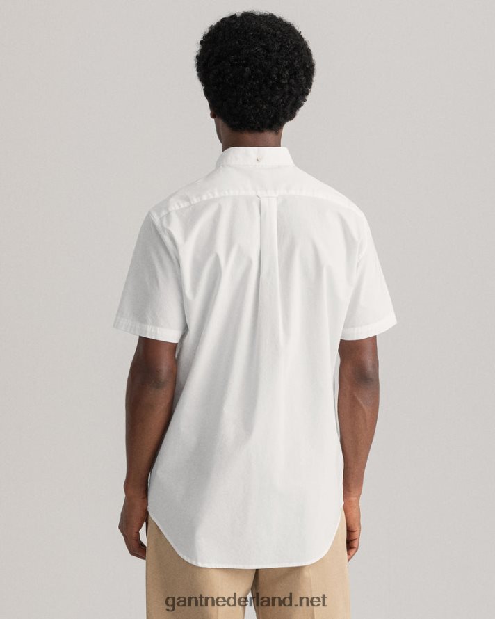 GANT Heren wit Regular fit overhemd van popeline met korte mouwen R4846093