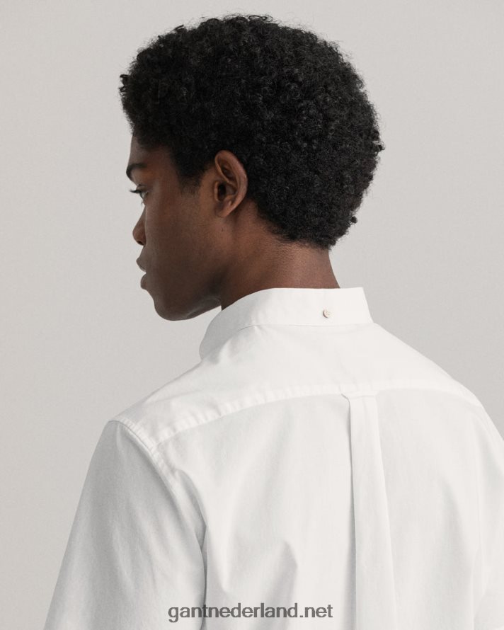 GANT Heren wit Regular fit overhemd van popeline met korte mouwen R4846093