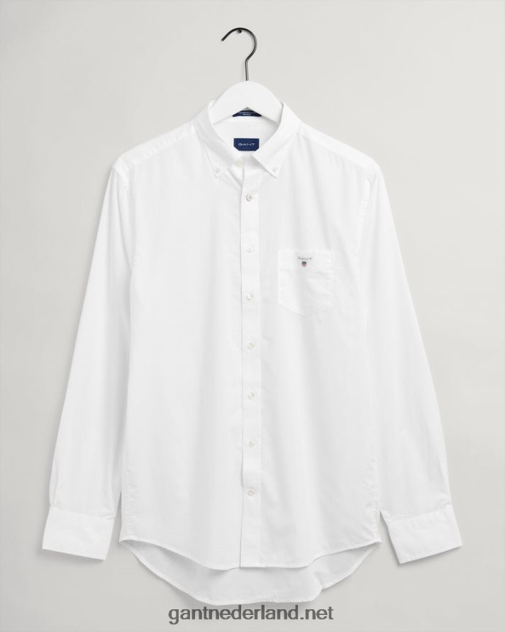 GANT Heren wit overhemd van popeline met normale pasvorm R4846065