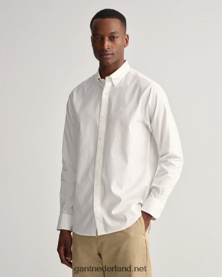 GANT Heren wit regular fit pinpoint oxford overhemd R4846088