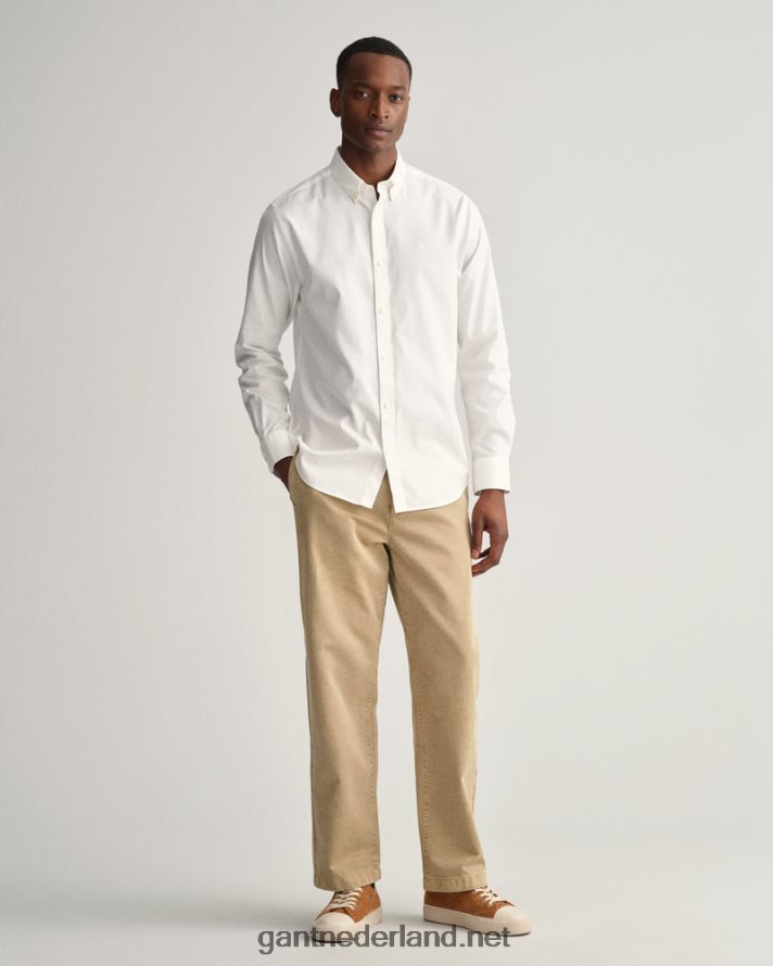 GANT Heren wit regular fit pinpoint oxford overhemd R4846088