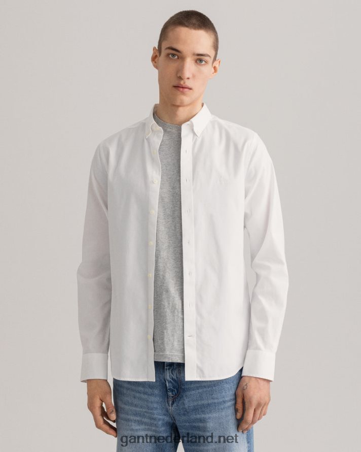 GANT Heren wit slim fit pinpoint oxford overhemd R4846067