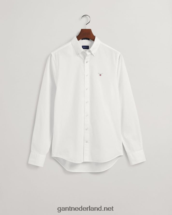 GANT Heren wit slimfit overhemd van popeline R4846054