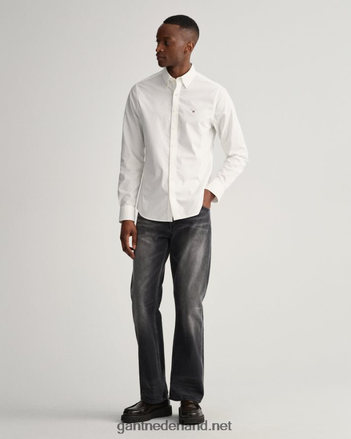 GANT Heren wit slimfit overhemd van popeline R4846054