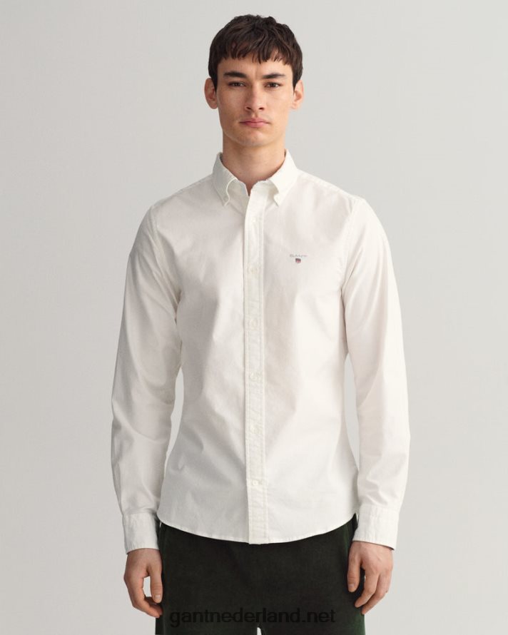 GANT Heren wit slimfit stretch oxford overhemd R4846064