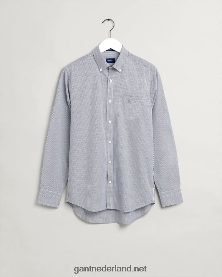 GANT Heren zwart Banker popeline overhemd met normale pasvorm R4846046