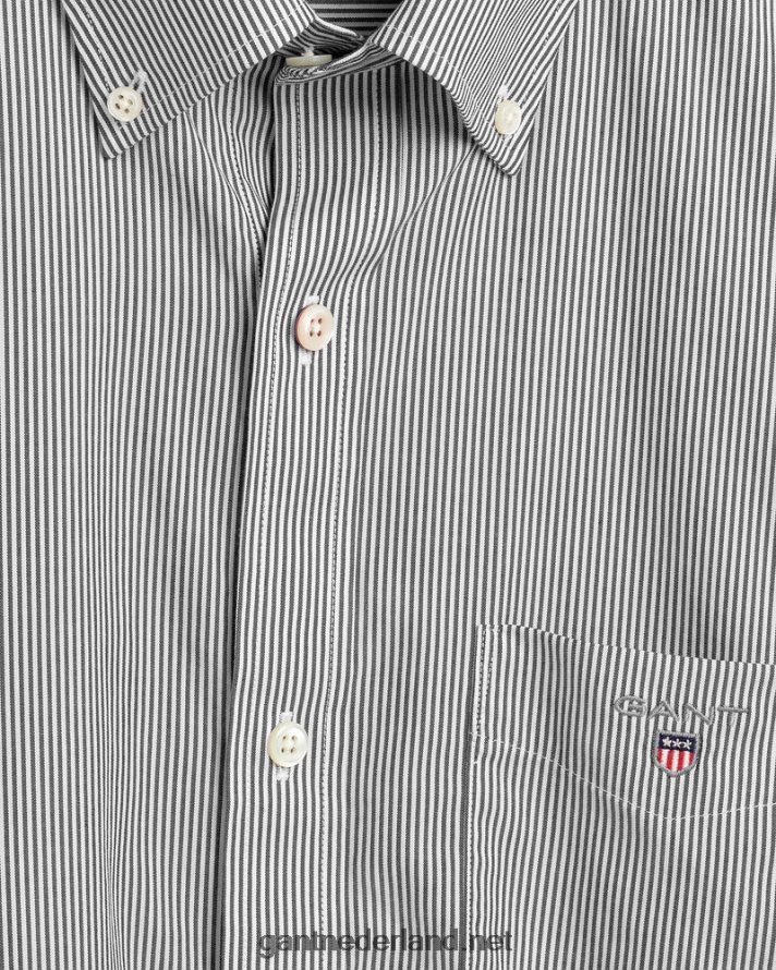 GANT Heren zwart Banker popeline overhemd met normale pasvorm R4846046