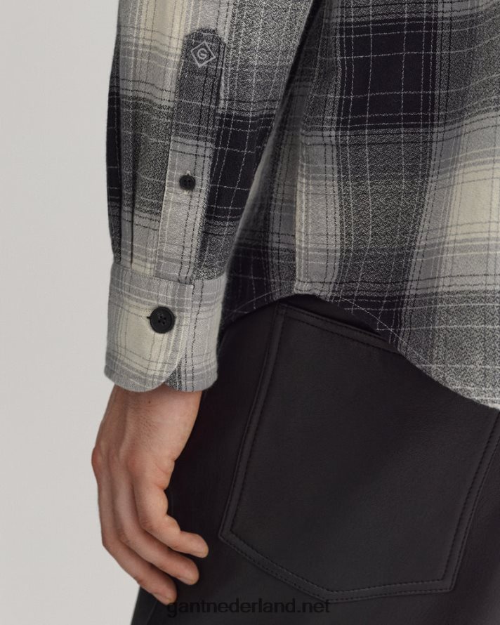 GANT Heren zwart relaxed fit schaduw geruit overhemd R4846017