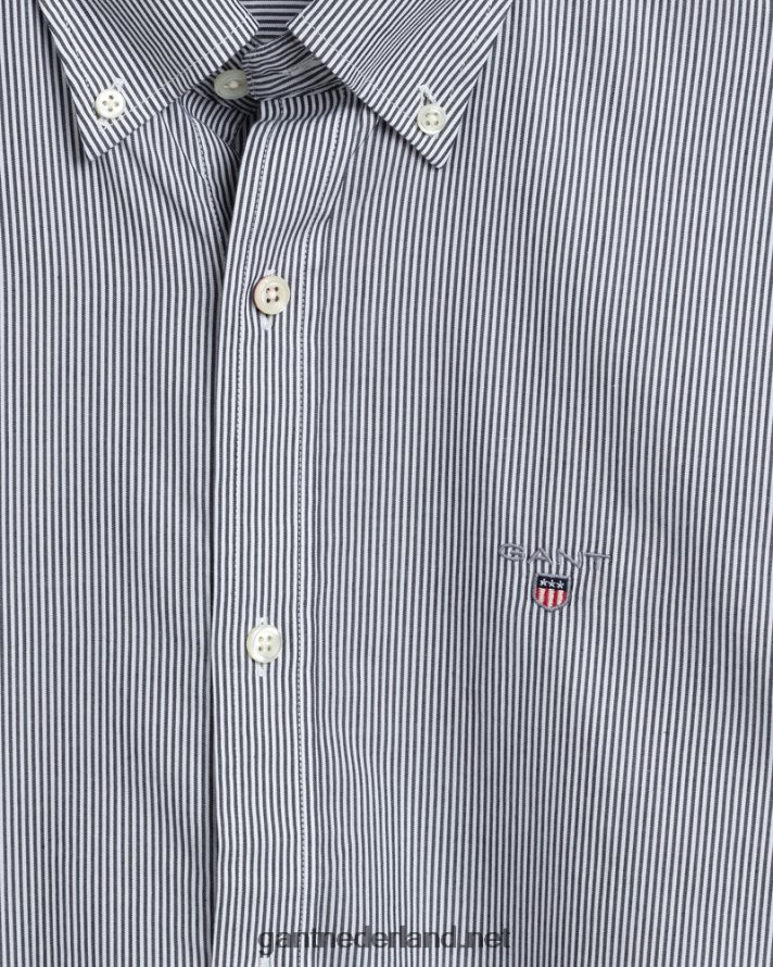 GANT Heren zwart slim fit banker popeline overhemd R4846083