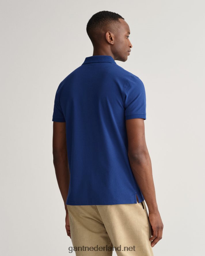 GANT Heren Diepblauw contrasterende kraag piqué rugger R4846096