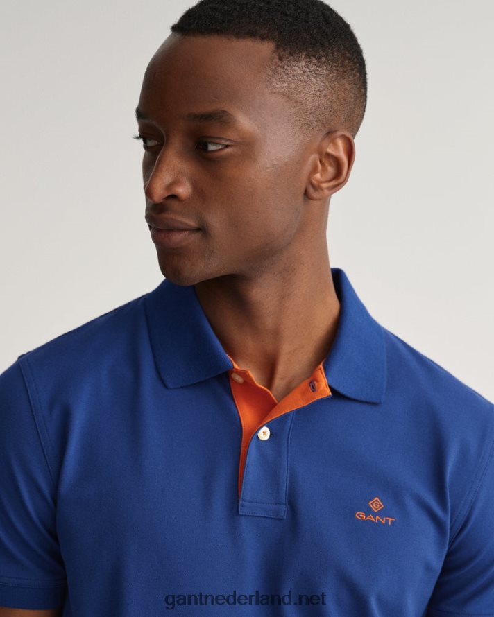 GANT Heren Diepblauw contrasterende kraag piqué rugger R4846096