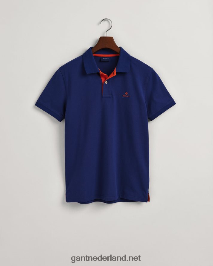 GANT Heren Diepblauw contrasterende kraag piqué rugger R4846096