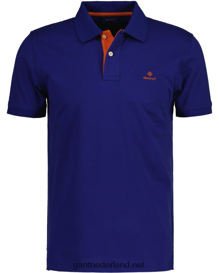 GANT Heren Diepblauw contrasterende kraag piqué rugger R4846096