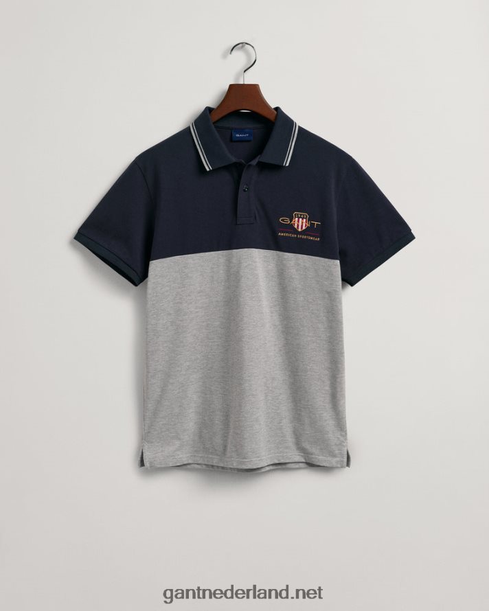 GANT Heren avond blauw archive shield block piqué poloshirt R48460130