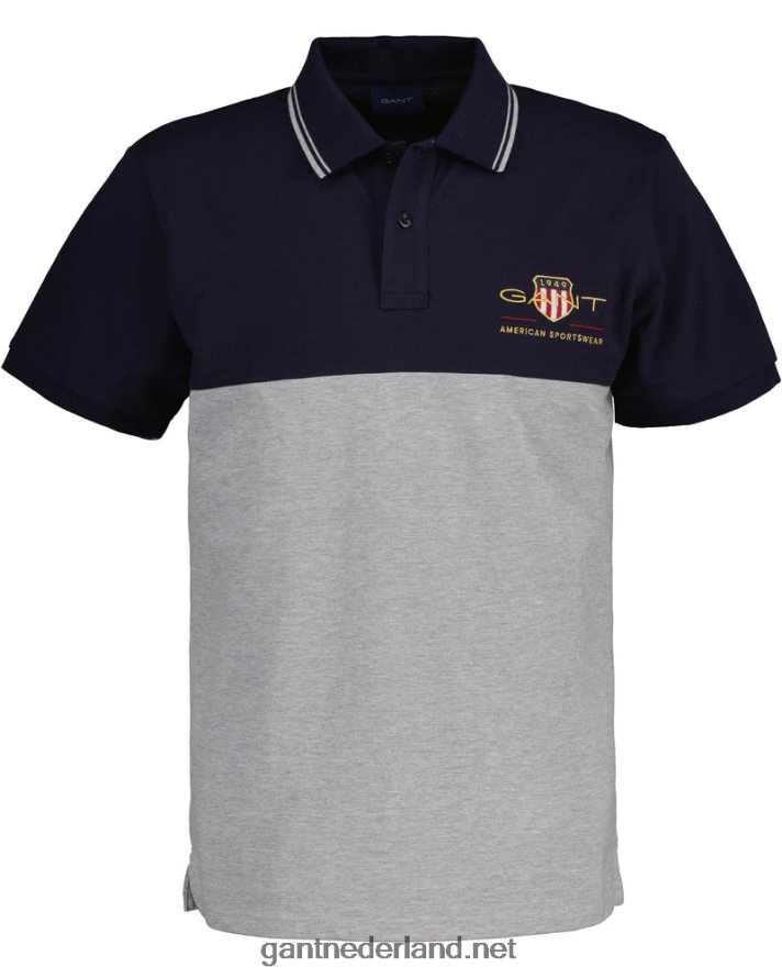 GANT Heren avond blauw archive shield block piqué poloshirt R48460130