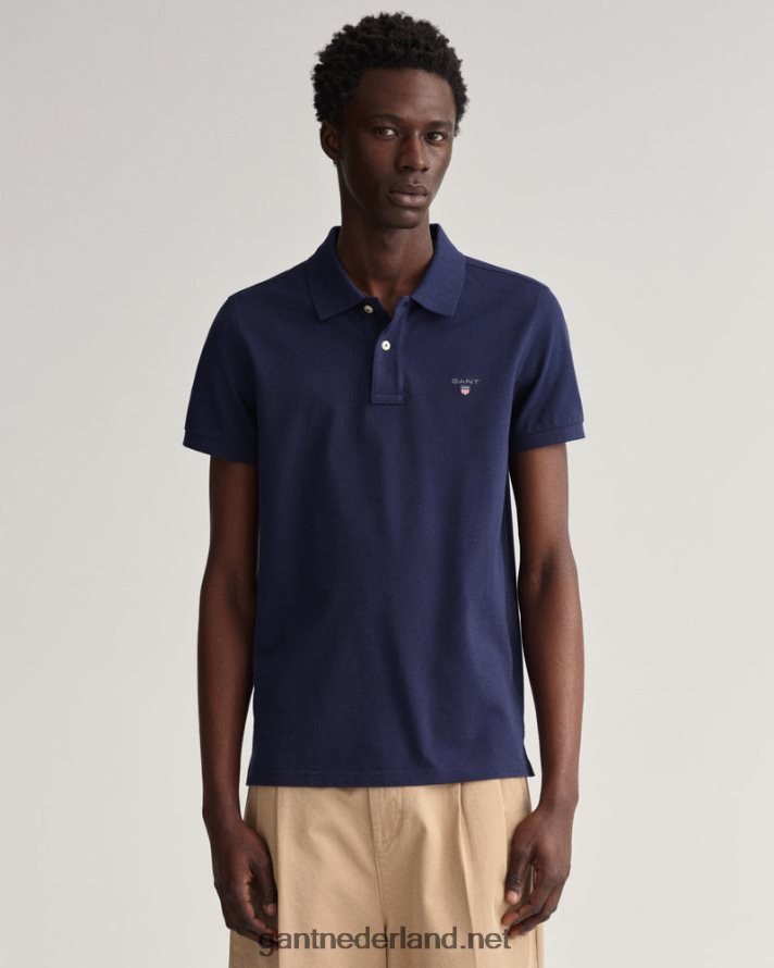 GANT Heren avond blauw origineel slim fit piqué poloshirt R48460119