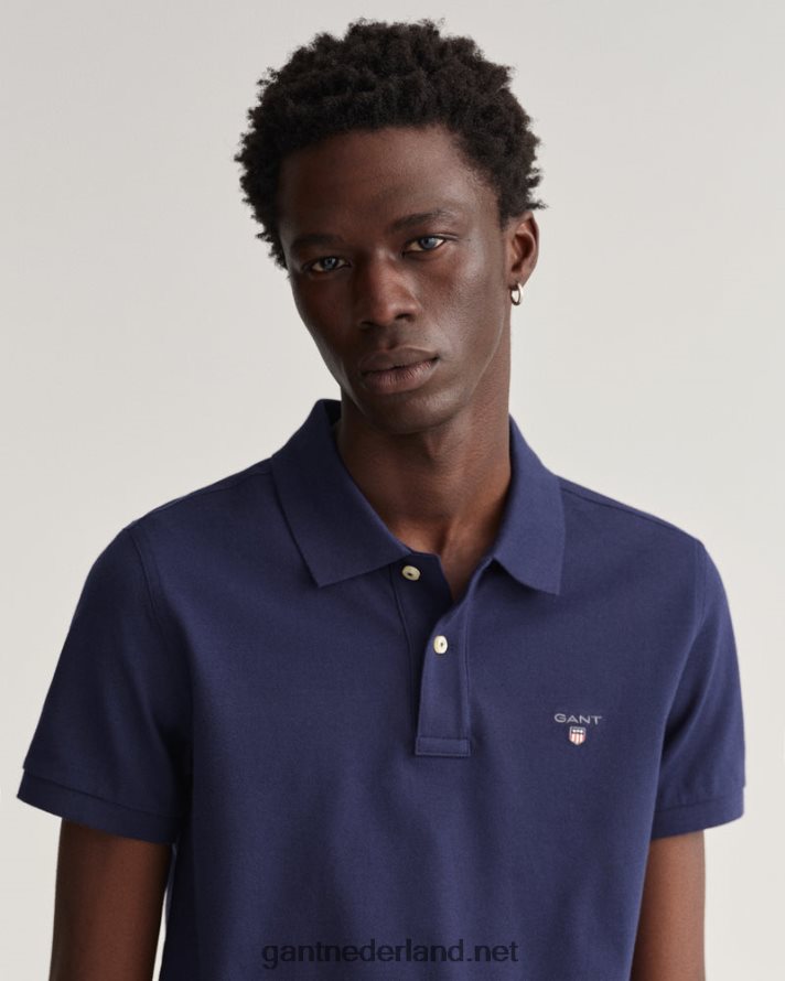 GANT Heren avond blauw origineel slim fit piqué poloshirt R48460119