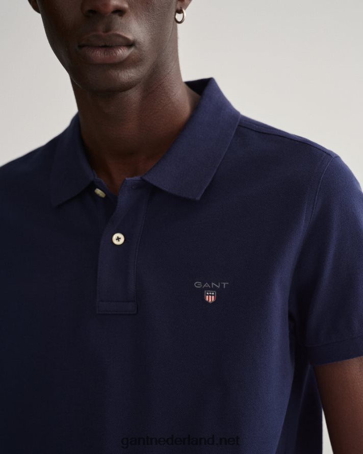 GANT Heren avond blauw origineel slim fit piqué poloshirt R48460119