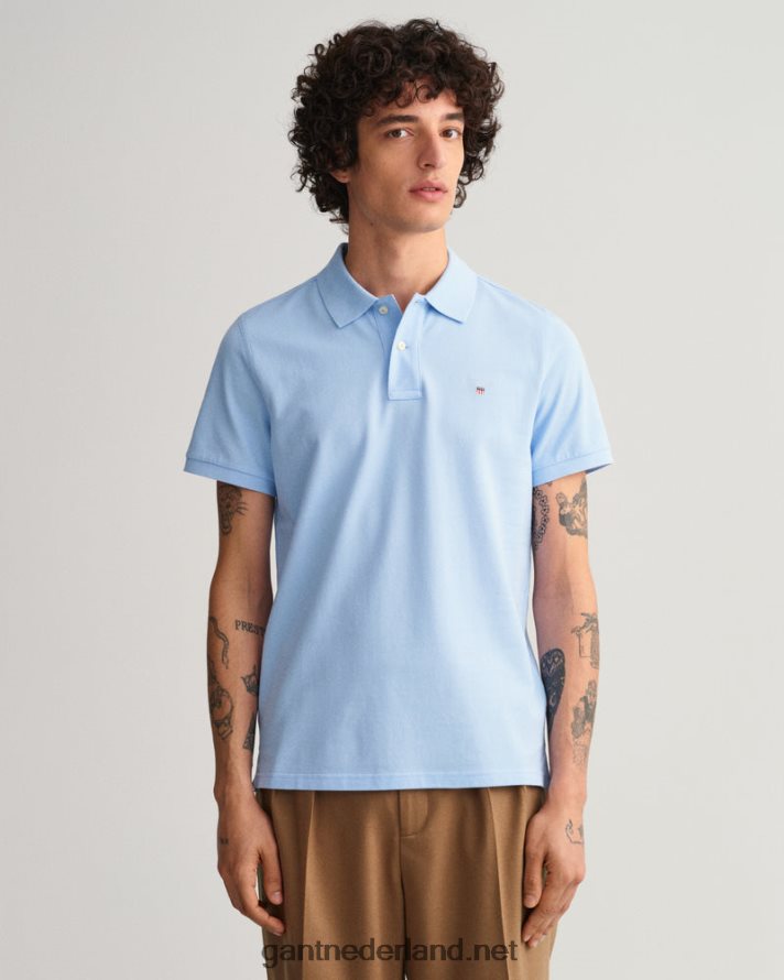 GANT Heren capri blauw origineel piqué poloshirt R48460117