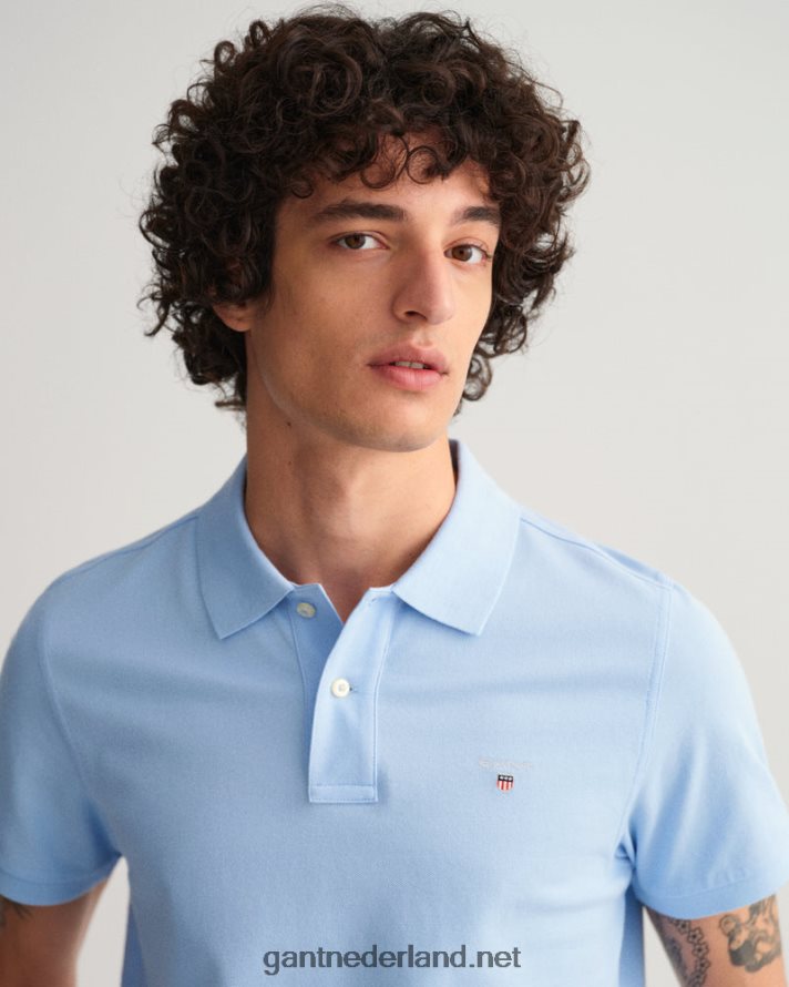GANT Heren capri blauw origineel piqué poloshirt R48460117