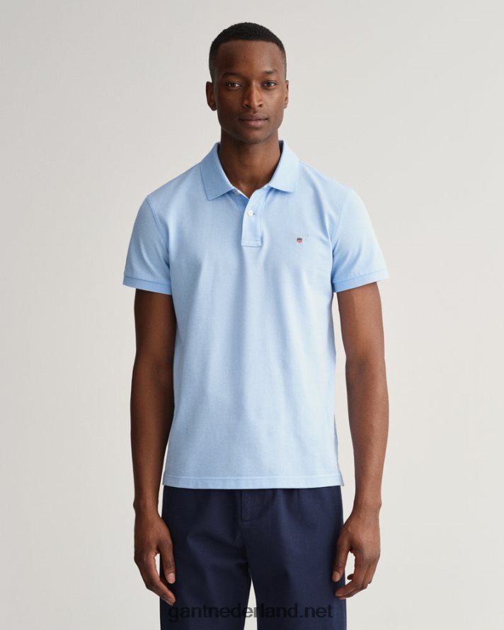GANT Heren capri blauw origineel slim fit piqué poloshirt R48460107