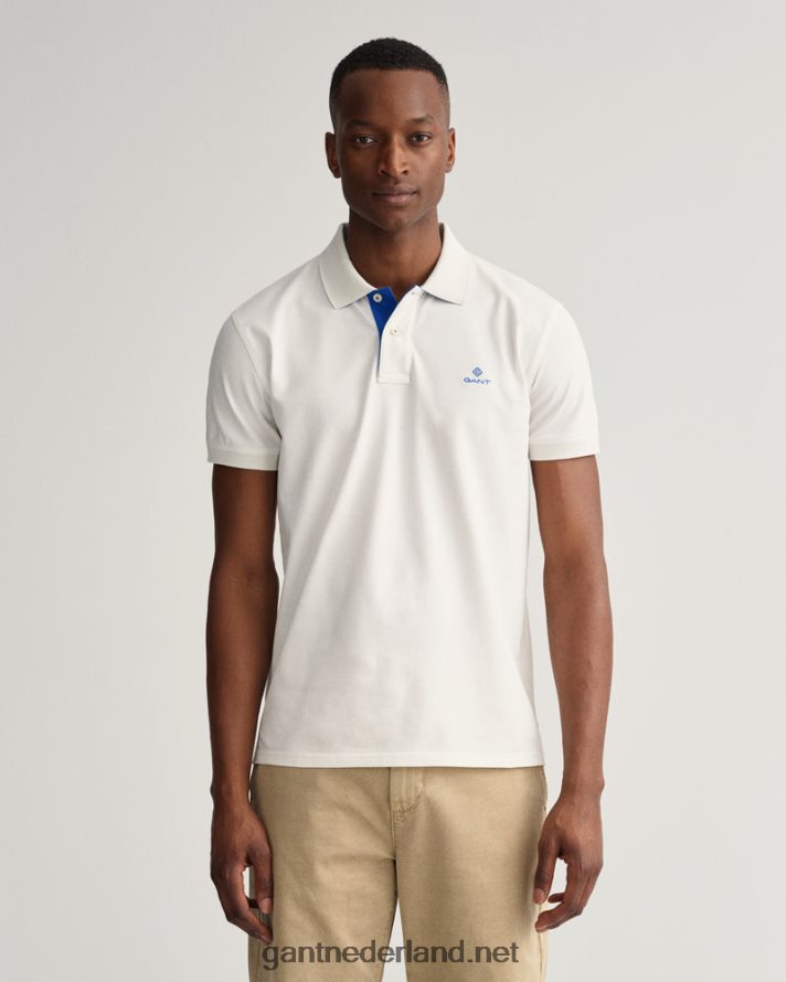 GANT Heren eierschaal contrasterende kraag piqué rugger R48460111